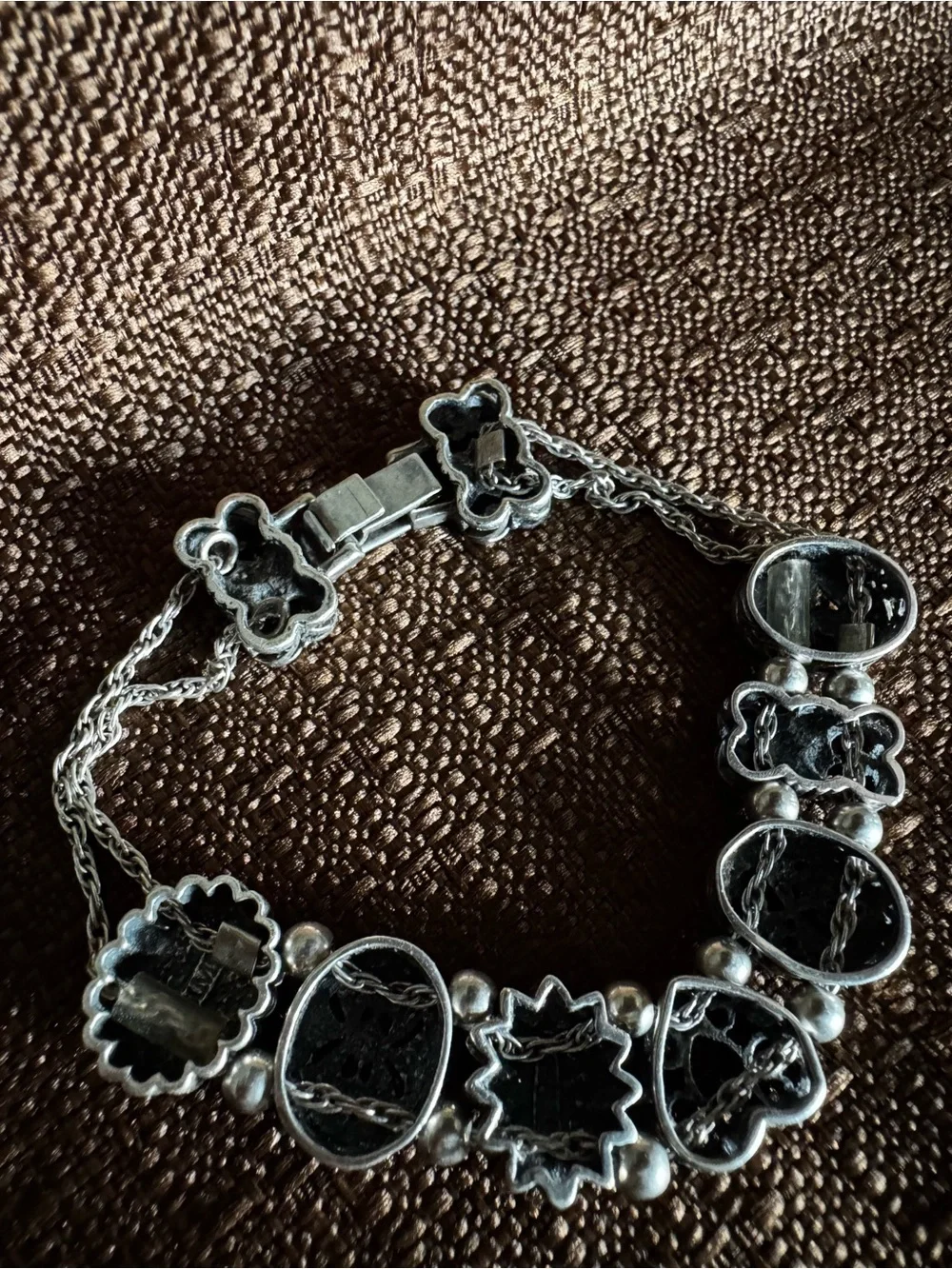 Silver Tone Decorative Charm Bracelet